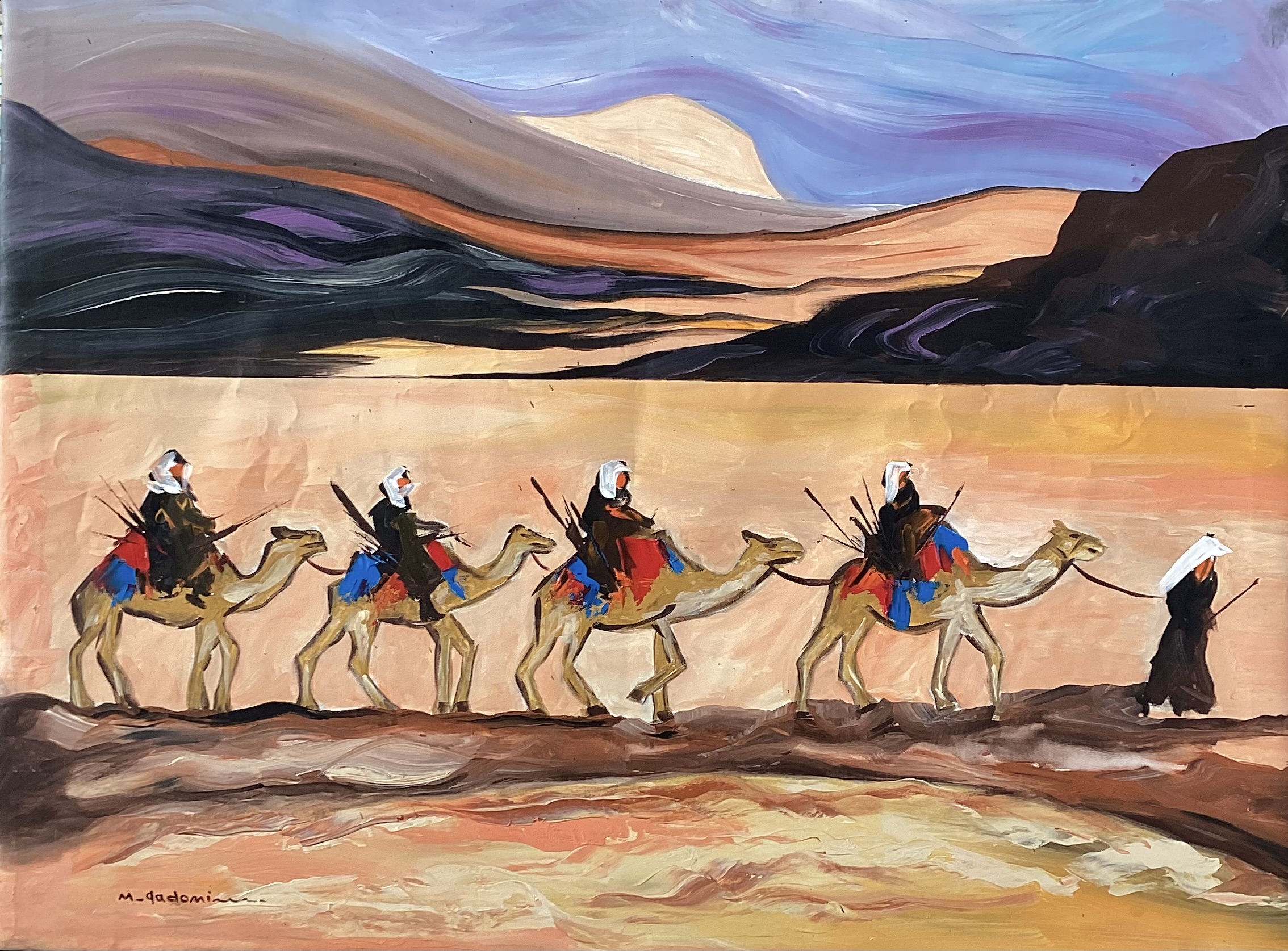 Rum camels in desert 