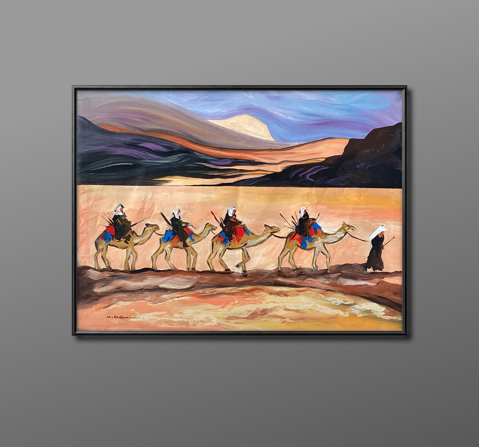 Rum camels in desert 